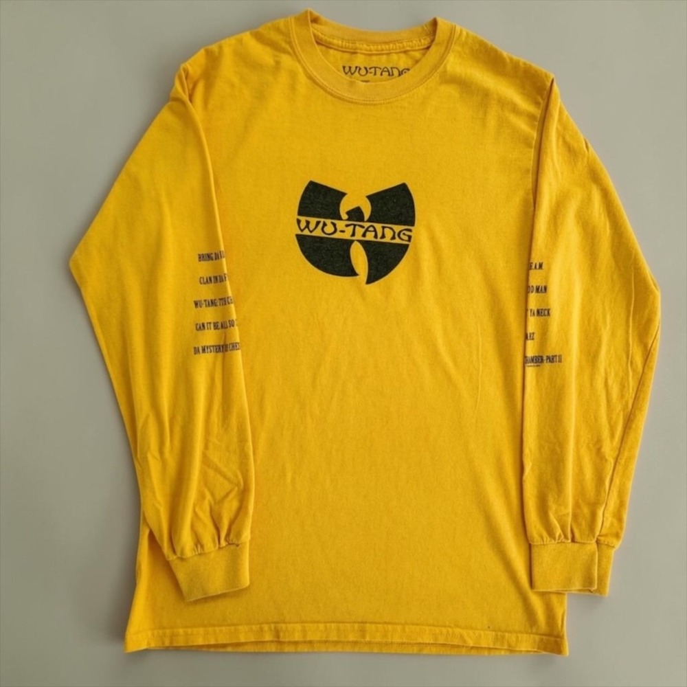 Wu-Tang Clan 36 Chambers Long Sleeve Shirt Small Gold Tracklist Graphic Tee